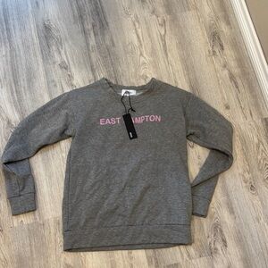 Gray Sweatshirt with Pink 'East Hampton' Print‎